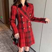여성 원피스 명품 송혜교 옷 체크 무늬 여친룩 주름 드레스