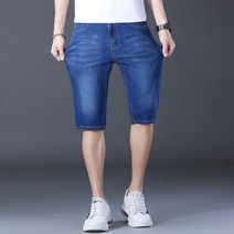비즈니스 스트레이트 데님 반바지 클래식 스타일 남성 패션 올 매치 루즈핏 신축성 5 점 팬츠 2023 년 여름 브랜드 청바지