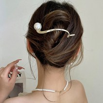 왕진주 올림머리 비녀 헤어 집게핀 H014