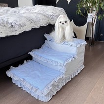 강아지 계단 펫스텝 침대계단 애완 동물 럭셔리 디럭스 사다리 작은 개 고양이 램프, [01] 3Steps 65x40x30cm, [02] Striped Blue