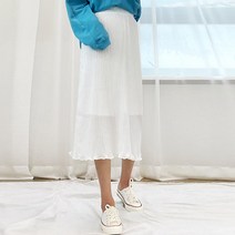 스토리원 여성 주름 쉬폰 미디 스커트 치마 WM-LSK26