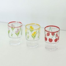 모리다인 플라워라인 레트로 유리컵 (3colros), 선택:체리레드 240ml, 단품