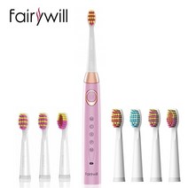 Fairywill 소닉 전동 칫솔 FW508 USB 충전기 IPX7 방수 전자 칫솔 8 개의 교체 브러시 헤드, 9.508PinkFW04