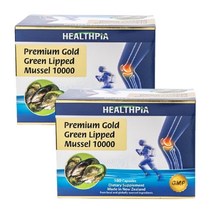 Healthpia Premium Gold Mussel 10000 뉴질랜드 헬스피아 프리미엄 골드 그린 리피드 머슬 초록 초록입 홍합 10000 180캡슐 2팩, 2개