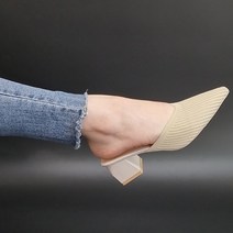 뾰족코 니트 뮬 슬리퍼 미들힐 5cm 사각굽 (여자 옐로우 베이지 블랙) 뮬힐 블로퍼