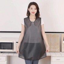 희미몰 PU 방수 앞치마 반투명 메쉬 미술 미용실앞치마 주방앞치마 가정용 업소용 작업 벨크로 기름얼룩방지, 블랙 일반형 롱