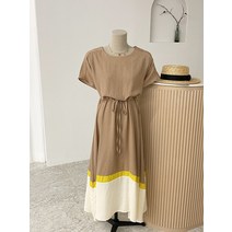 허니제이 / 케로 배색 플레어 허리끈 롱 원피스(2colors)
