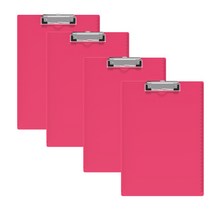 인터탑 플랜파일 뉴 투명 칼라 클립보드 MDF 우드 클립보드 당일, 1세트, 분홍 A4 (4개입)