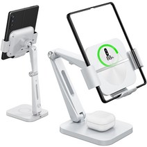 폴드4/3/2 무선충전거치대 MAKAQI 2in1 핸드폰 무선충전기 아이폰 에어팟 호환 F11-S11, 화이트