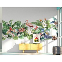 Bj 그림벽지 트로피칼 애니멀버드 뮤럴벽지 JJHA00-0006 (120x85cm), 패브릭