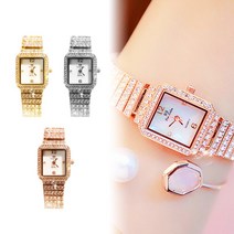 사각 스틸 라운드 체인 시계 모던 여성 패션시계