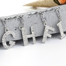 도매팜 1+1 큐빅 알파벳 고리 키링 자동차키 열쇠고리 커플템 이니셜