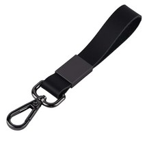 남자 자동차 키 체인 안티 분실 금속 클립 키 Fob 키 체인 발렌타인 데이 선물, 검은색, 16cmx2.7cm, 아연 합금 PU 가죽