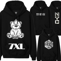코코쉘 DXY 데일리 BIG 7XL 빅사이즈 후드티 가을 겨울 긴팔티 맨투맨 남자 오버핏 곰돌 베어 뉴욕 NYC 프린팅 후드넥