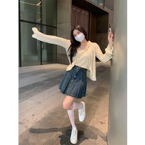 6885 컬러도트나시+컬러도트수술가디건+91032더블지퍼플리츠스커트