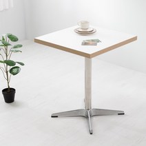 화이트 자작엣지 36T 사각 로켓 크로스 식탁 테이블, 실버다리