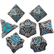 DND Metal Dice Set 7pcs D&D Role Playing Dice Polyhedron Apply to Dungeons and Dragons RPG MTG Pathf, Black and Blue