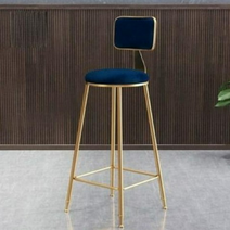 친푸 북유럽 스타일 골드 메탈 홈 바 의자 아일랜드식탁용 철제 높은, 그린 시트 쿠션 (높이 65cm)