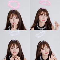 원형 천사 머리띠 의상 소품 연극 학예회 재롱 잔치 파티 용품, 원형천사머리띠(화이트)