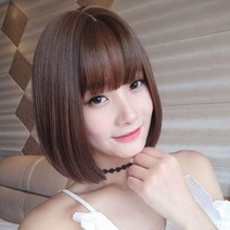 여자 보브컷 단발머리 전체 통가발 가르마 스타일, 상품선택, 블랙