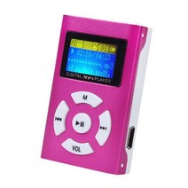 패션 스포츠 MP3 플레이어 휴대용 금속 클립 음악 지원 마이크로 SD TF 카드 LCD 화면 워크맨, 04 분홍색