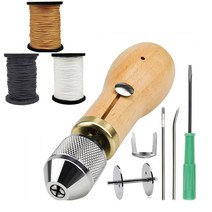 가죽 재봉 송곳 스레드 키트 손 재봉틀 빠른 잠금 스티처 스레드 바늘 DIY 공예 신발 제조 캔버스 수리 도구, Set C