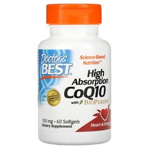 바이오페린이 함유된 닥터스 베스트 고흡수성 Co10 100mg 60개 소프트겔, 100 mg, 120 Count