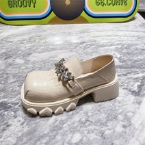 여성 가죽 레이스업 하이힐 마틴 롱 부츠 키높이 워커 마틴 통굽 웨지 구두 패션 스퀘어