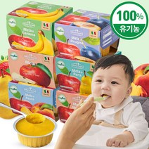 [네추럴누바] 유기농 과일퓨레 6가지맛 세트 12개입, 달콤팩(사과+딸기+사과배)