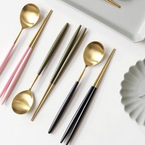 국산 명품 수저세트 금수저 세트 부부 커플 수저세트 고급 스텐 수저세트 1p 9color, 1. 골드- 블랙