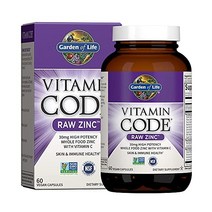 Garden of Life 비타민 코드 생 비건 아연 캡슐 30mg 고효능 전체 식품 보조제와 비타민 C 피부 건강 및 면역 지원을 위한 미량 미네랄 및 프로바이오틱스 60개
