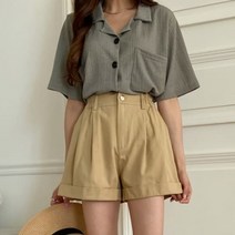 [바보사랑] 여성 레이드 밴딩 롤업 코튼 3부 팬츠 반바지
