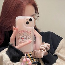 에어폭스 해피바니 투명 쿠션 아이폰 케이스, 아이폰14프로맥스