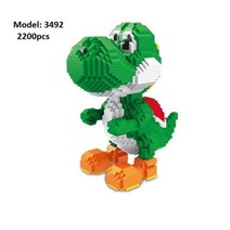 미니 블록 애니메이션 킹 Bowser 모델 공주 복숭아 빌딩 벽돌 어린이 장난감 요시 경매 피규어 크리스마스 선물 2508, 3492 yoshi
