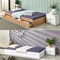 1인용 멀티 싱글 미니 침대 수납 서랍형 원룸 매트리스포함, 화이트