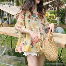 튜닉 셔츠 여름 슬렉스 배 가리미 잔꽃 프리미엄 면마 뉴타임즈 C31 N507W533