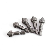 육각비트 5PC 90 도 카운터 싱크 드릴 모따기 비트 1/4 quot육각 생크 목공 각도 포인트 베벨 커팅 커터 버 제거, [03] 5pcs