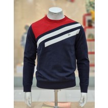 루이까스텔 남성 앞판 위쪽 사선 인타샤 방풍 라운드 스웨터 (3MCSW002)