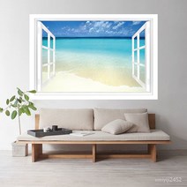 뮤럴벽지 비스코스 벽 스티커 3D 입체벽화 PVC 스티커 모의창문 자연풍경 장식 60*40cm/150*100cm, 015