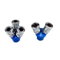 공압 부품 Pneumatic C-type quick connector round tee two-way plug tool air compressor accessories, 01 파란_01 two holes