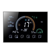 와이파이 스마트 장치 중앙 에어컨 온도 조절기 컨트롤러 3 가지 속도 팬 코일 유닛 알렉사 구글 홈으로 작동, 4P WIFI, Black