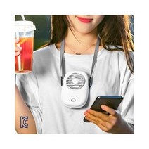 미니 사각 휴대용 목걸이 핸즈프리 선풍기 1200mAh 골프선풍기 목걸이선풍기 탁상용선풍기, 화이트