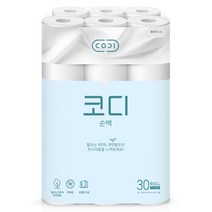 [코디] 순백 화장지 30Mx30롤 1팩(천연펄프 무형광