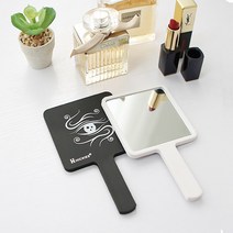 메이크업 심플 스퀘어 디자인 학생휴대용 뷰티 손거울/화장거울/손잡이거울/사각거울/직장인거울/모던디자인/판촉물/쁘띠거울/미니/휴대용거울/, 블랙