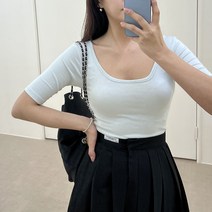 커밍투유 슬림핏 유넥 반팔 티셔츠