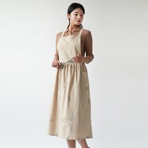 3초쿨 북유럽 원피스 앞치마 코튼재질 카페 공방 앞치마, 베이지