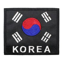 패치 01번 태극기 KOREA 검정 흰사 78X65mm 육군 해군 공군 군인 명찰 배낭 의류 부착 자수 TS 태성