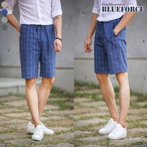 블루포스 남성용 커마 체크 밴딩 반바지 남자반바지