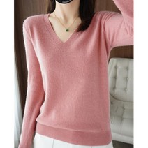 빅블루 여자 컬러풀 브이넥 니트