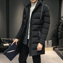 청소년롱패딩 남성용 롱 다운 후드 재킷 캐쥬얼 파카 초록색 사이즈 4XL 겨울용